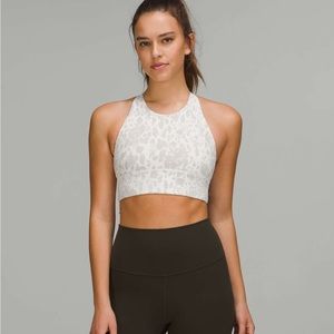 Lululemon Free to Be Wild High Neck Longline Bra in Cheetah Camo Antique White